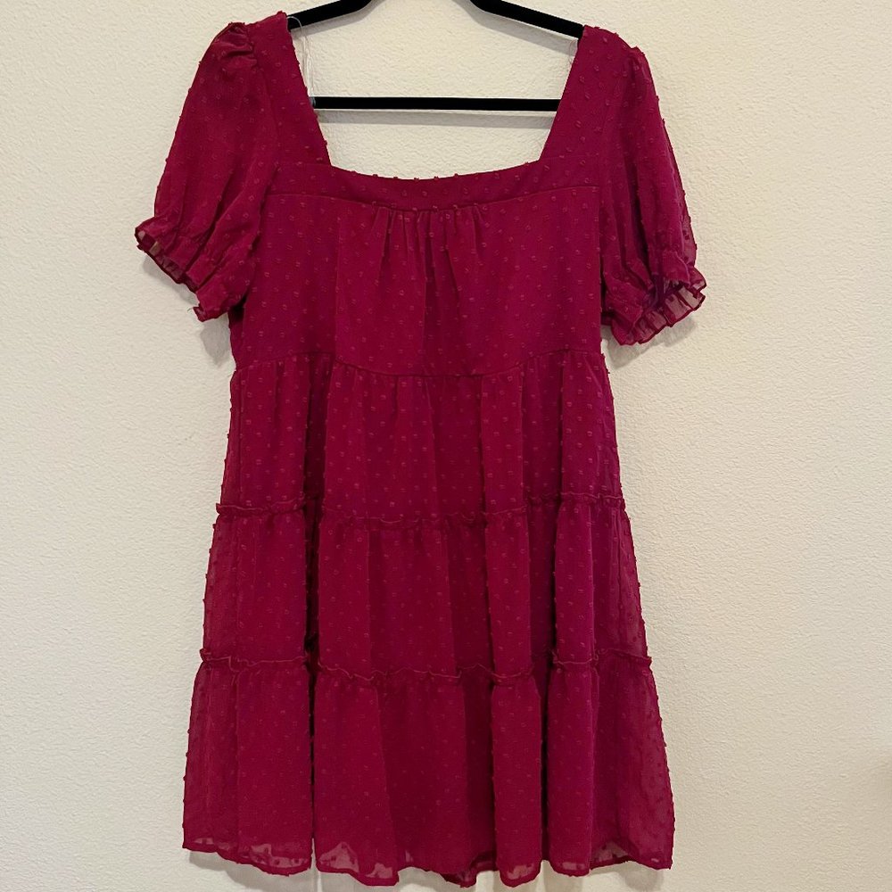 Trixxi Burgundy Tiered Dress